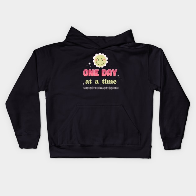 ONE DAY AT A TIME Kids Hoodie by bratcave.studio